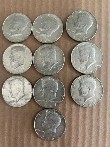 (20) 1966-1969 U.S. Kennedy 40% Silver Half Dollars +[1], one 1964 90% silver