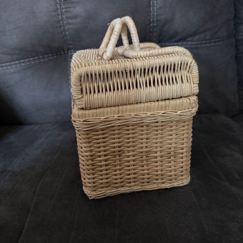 Vintage Mini Korb aus geflochtenem Rattan mit Henkel - Bild 4 von 6