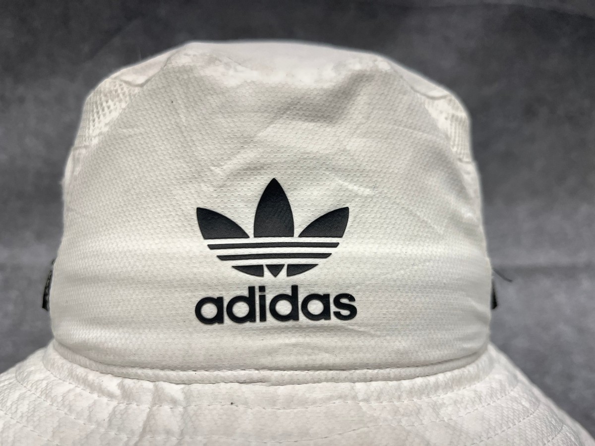 Adidas Sun Bucket Hat Cap Adult One Size White Polyester Camp Fish