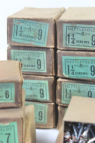 1930s 40s British Nettlefolds Screws Full Boxes Vintage Hardware Set Design - Picture 6 of 19