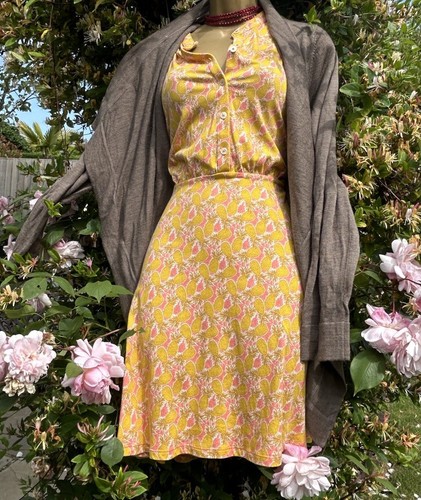 Boden Flippy Pineapple Print A Line Modal Cotton Retro Jersey Dress Size UK 12 - Picture 9 of 19