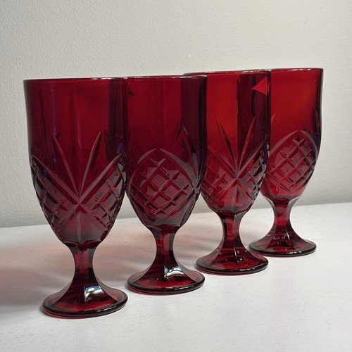 Vintage Godinger Red Dublin Crystal Water Goblets set of 4 - Picture 2 of 5