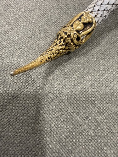 Vintage 70's DL Auld Snake Gold Tone/White, And Rhinestones Belt Or Necklace. - Picture 5 of 7