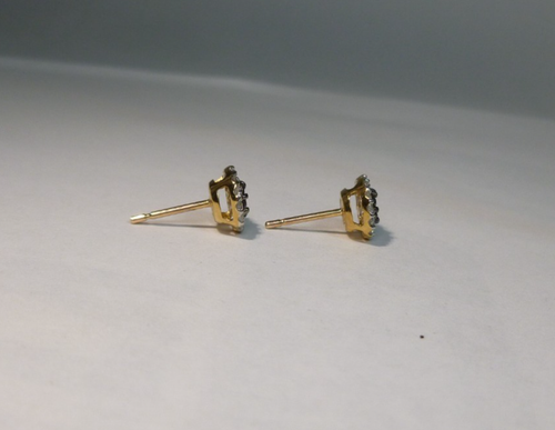 10k Yellow Gold .50ctw Round Brilliant Cut Black & White Diamond Stud Earrings - Picture 3 of 4