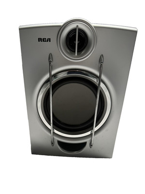 Rca rs2052 bookshelf speaker silver black 80w 6ohm rear ported wired right audio