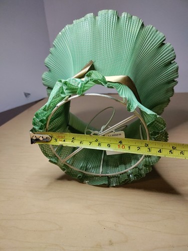 Vintage Machine Pleated Plastic Lampshade - Green Tiny Florals - 6" Tall - Picture 14 of 14
