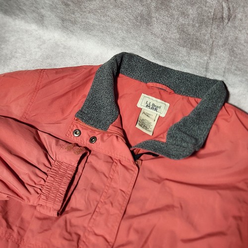vintage women's LL BEAN Fleece Lined windbreaker Jacket Orange/gray Size XL - Picture 2 of 7