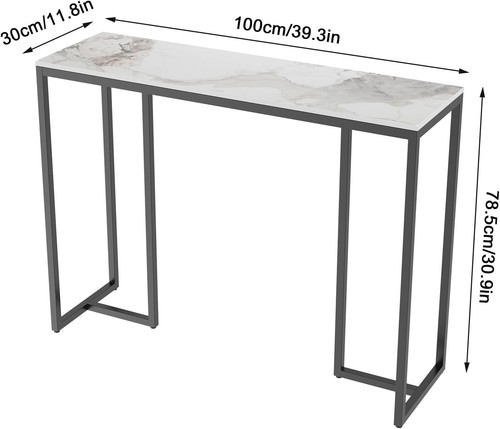 Marble Console Table Narrow Hallway Desk 100x30cm Modern Entryway Sofa - Picture 3 of 12