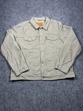 Levis Jacket Mens XL Gray Corduroy Trucker Button Front Casual Levi Strauss