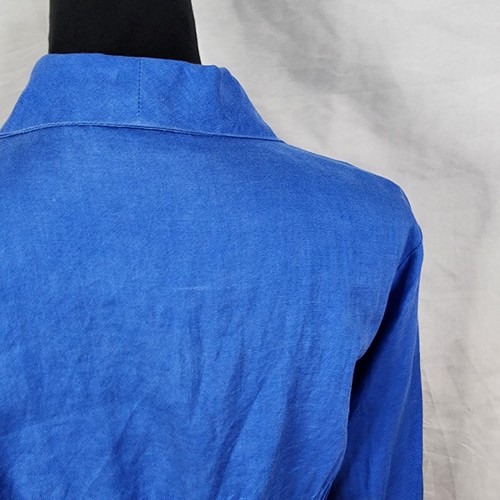 Vintage 90's TRACY M Size Medium 100% Linen Pleated Button Down Blouse - Picture 7 of 9