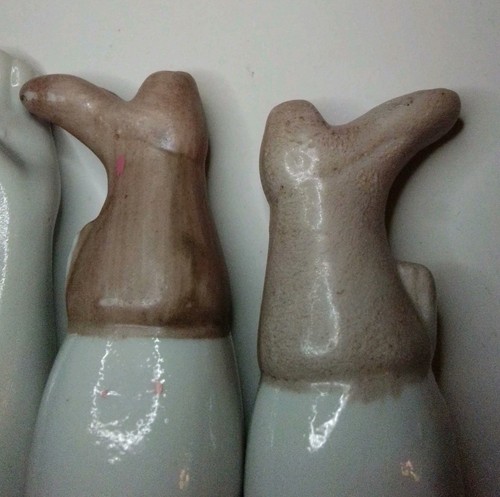 Vintage NOS Porzellan Arme & Beine für Puppe zum Binden handbemalt hellbraun Stiefel  - Bild 5 von 7