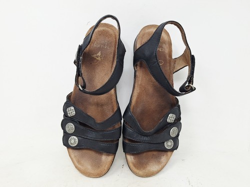 Dansko Womens Jess EU 39 US 8.5 Black Leather Sandals Strappy Ankle Slingback - Picture 6 of 9