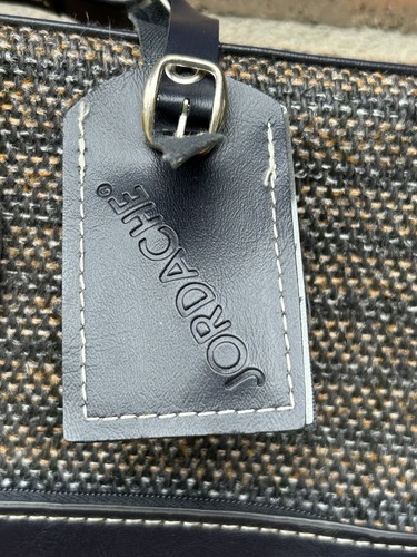 Vintage Jordache Leder Tweed Kleidersack Gepäck hängend faltbar Reise Anzug Kleid - Bild 3 von 10
