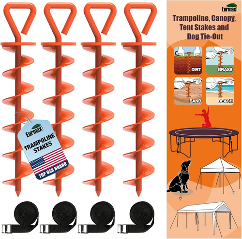 Eurmax EE. UU. Estacas de Trampolín de Alta Resistencia Piezas de Trampolín Estacas de Acero Kit de Anclaje - Imagen 10 de 12