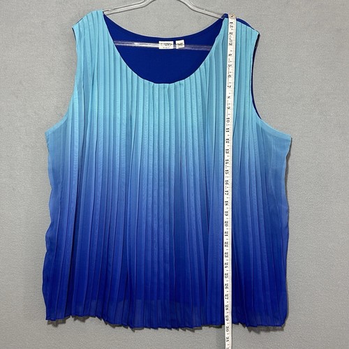 Cato Womens Top Plus 26W Aqua Royal Blue Ombre Pleated A Line Classic Fairy Y2K - Picture 8 of 13