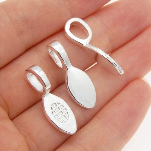 100pcs Silver Glue on Bail Charm Pendant Earring Bails for Glass Tile DIY... - Picture 2 of 3