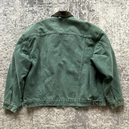 VTG 90s Carhartt JB0694 Blanket Lined Hunter Green Workwear Trucker Jacket XL image 6