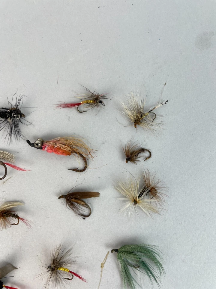 Lote de pesca con mosca - 25 moscas húmedas vintage años 50-70 EE. UU., L3 Foto 4 de 4