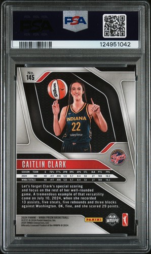 CAITLIN CLARK 2024 PANINI PRIZM WNBA ROOKIE RC #145 PSA 9 MINT! FEVER #1 IOWA! - Picture 2 of 2