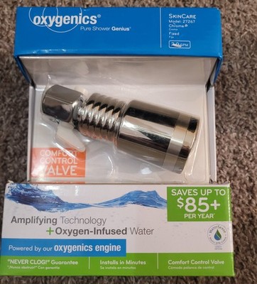 OXYGENICS Pure Shower Genius Shower Head Skincare Chrome 27267 NEW