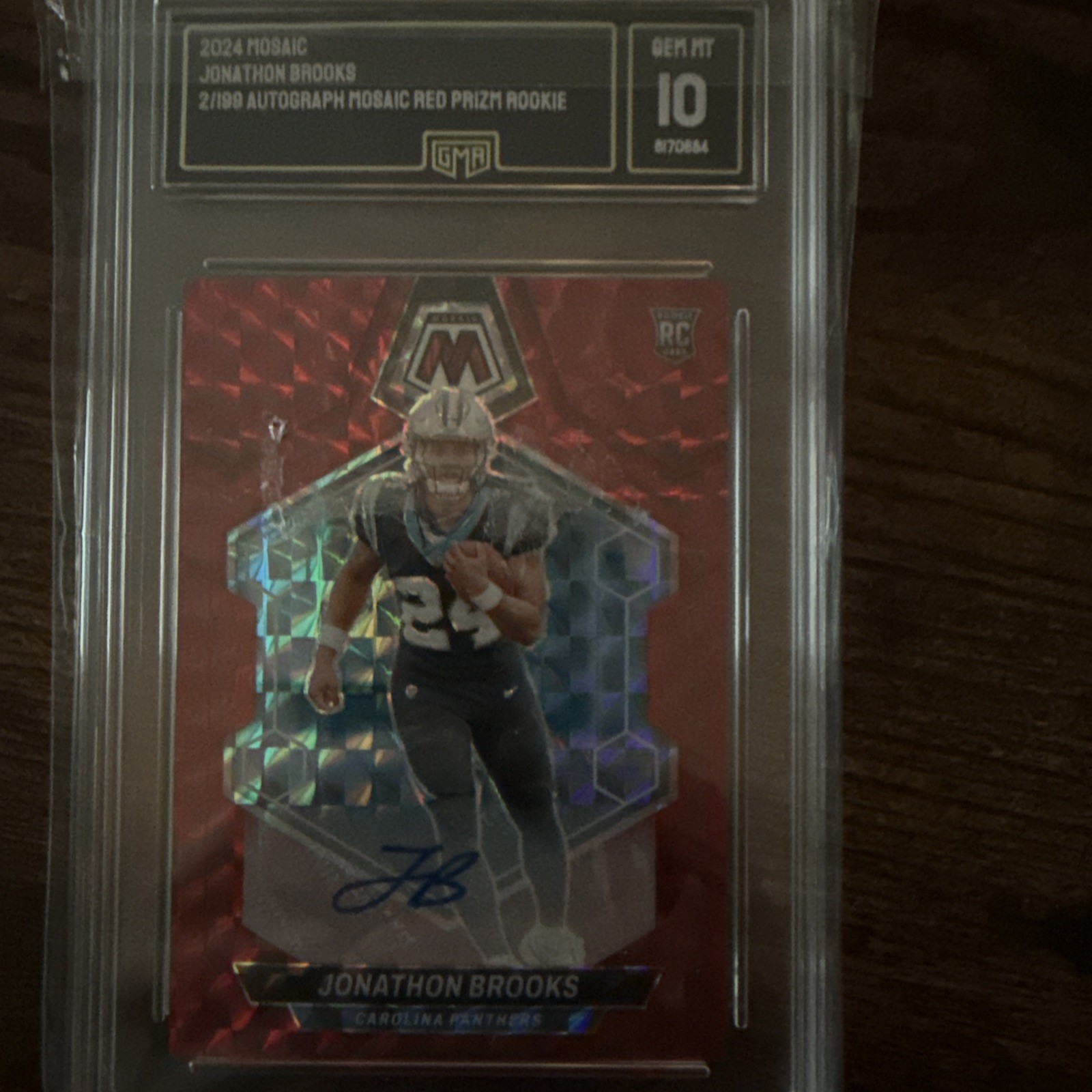 2024 Panini Mosaic - Rookie Autograph Jonathon Brooks #345 Red Prizm /199