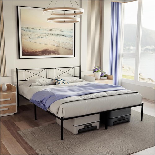 Dreamzie Bettgestell 160x200 mit Lattenrost Metallbett Kopfteil 35cm hoch - Bild 1 von 6