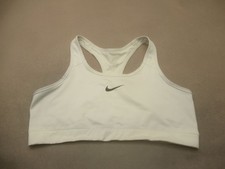 Nike Size XL Women White Unined Wireless Racerback Pull On Logo Athletic Bra 11B