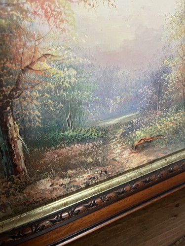 Vintage Framed Small Oil Painting Woodland Landscape Scene Autumnal 37 x 32cm - Picture 4 of 11