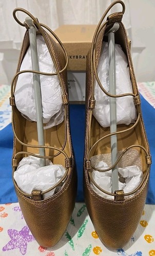 NWB Lucky Brand LK-Aviee Ballet Flats Old Bronze Lace Up Shoes-6M - Picture 3 of 9
