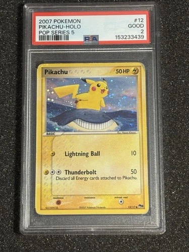 PSA 2 Pikachu 12/17 Holo Pokemon POP Series 5 Corrected With Swirl (Pop 5) Rare