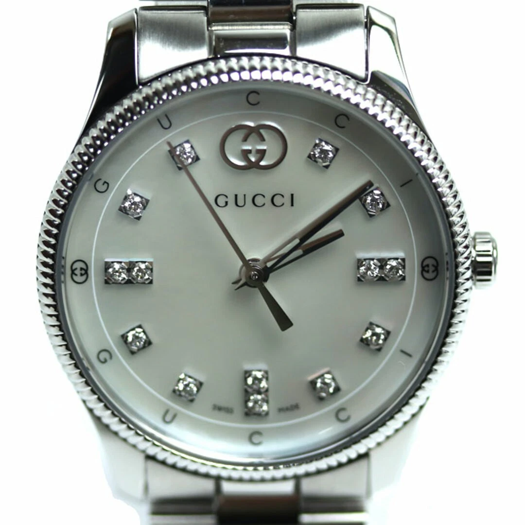 Orologio Gucci G Timeless 14P Diamond a batteria YA1265064 guscio usato0