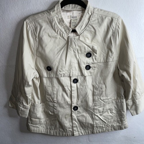 Vertigo Paris Womens Cropped Blazer Jacket Size XL Tan Creme Button Front Lined - Picture 3 of 10