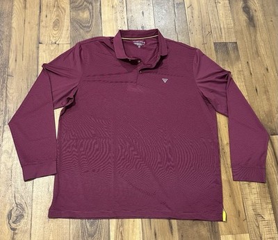 Maelreg Men's Performance Golf Polo Maroon Striped, 2XL New W/O Tags