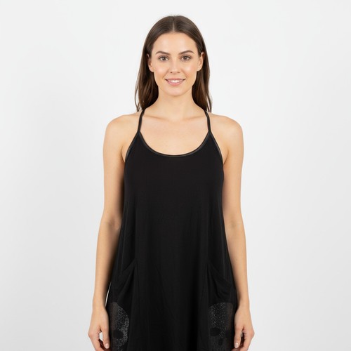 Top da donna vintage Teenage Runaway taglia S impreziosito SKULL nero con taglio racerback - Foto 8 di 9