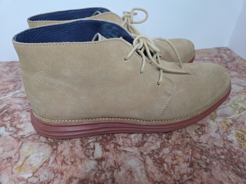 Cole Haan Men 11 Lunargrand Chukka Boot Tan Suede Leather Lace Up Casual Shoes - Imagen 3 de 21