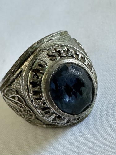 PRIDE 925 Sterlingsilber Antik WWII Blauer Stein US Navy Ring Größe 10,25 Y1