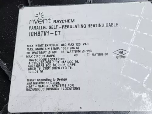 nVent Raychem 10HBTV1-CT HBTV CID1 Self-Regulating Heating Cable 10W/ft 120V/1ft