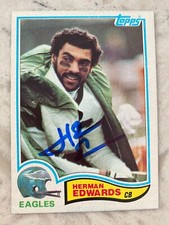 Herman Edwards Signed PHILADELPHIA EAGLES Card   1982 Topps