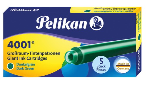 Pelikan 4001 Fountain Pen Ink Cartridges Refills Dark Green Giant Pelikan 4001 Fountain Pen Ink Cartridges Refills Dark Green Giant