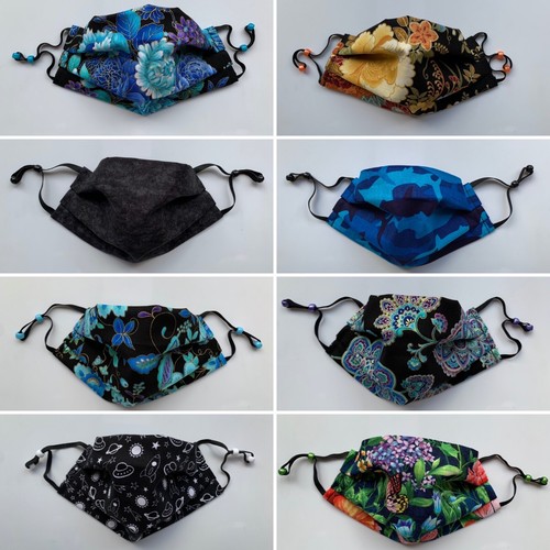 FACE MASK DOUBLE LAYER FABRIC FASHION MASKS WASHABLE REUSABLE 85 Colors Cotton - Picture 3 of 62