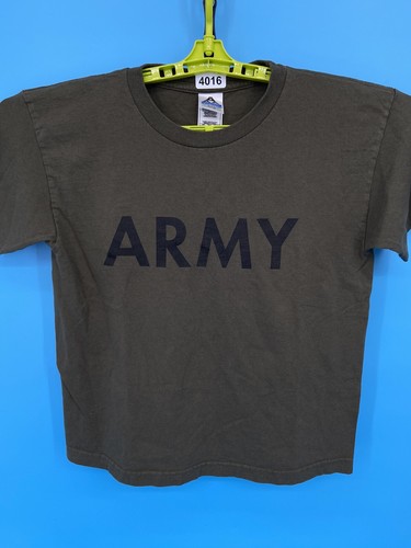 Vintage Army Shirt Boys Large Green Made In USA Spellout Alstyle AAA Tee 90s Y2K - Picture 4 of 6