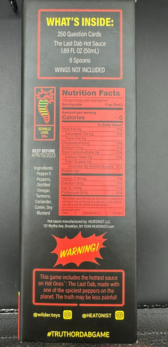Hot Ones Truth or Dab The Game Card Truth or Dare Spiel mit Hot Sauce Neu Versiegelt - Bild 3 von 5