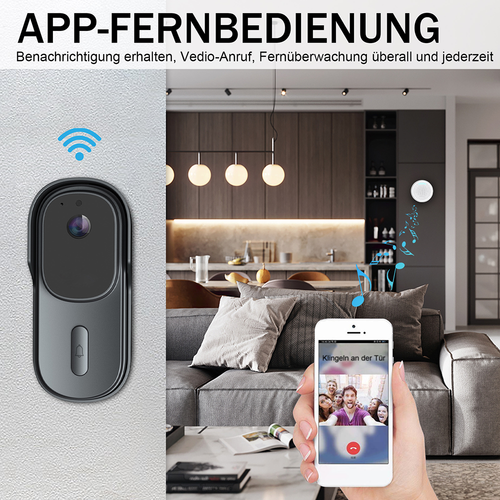 Türklingel mit Kamera WLAN Video Funkklingel Ring WiFi Nachtsicht Doorbell HD - Bild 5 von 13