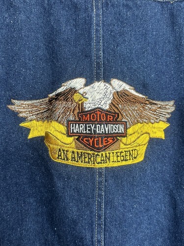 VTG Denim Jean Vest USA Harley Davidson Patches Sz Med Spider Motorcycle Club - Picture 4 of 5