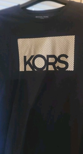 MICHAEL KORS Men’s Short Sleeve T-Shirt Size XL Black w/Silver 100% Cotton - Picture 2 of 8