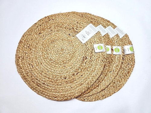 4 Pcs 12" Jute Placemats Round Natural Heat Resistance Braided Table Mats - Picture 2 of 3
