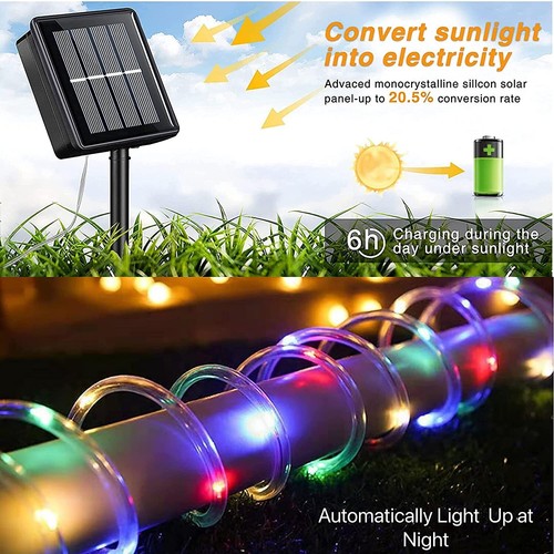 Solar LED Twinkle Fairy Lights Hanging Strip Outdoor Garden Patio Dusk To Dawn - Picture 8 of 16