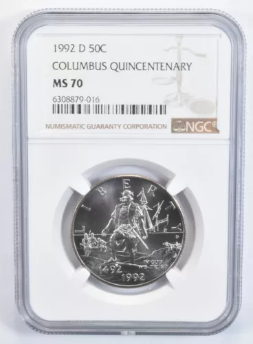 1992 D MS70 Christopher Columbus Commemorative Half Dollar NGC