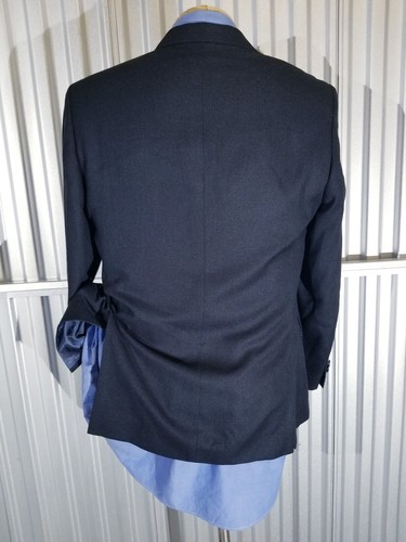 Chaqueta Abrigo Deportivo Blazer 40R John Varvatos Azul Sobre Negro Cuadros 4 TEMPORADAS Tweed - Imagen 3 de 7