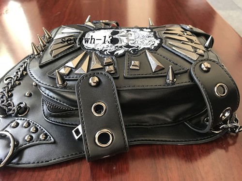 Bolso Bandolera Cuero Vintage Gótico Steampunk Unisex Calavera Bolso de Hombro - Imagen 12 de 12